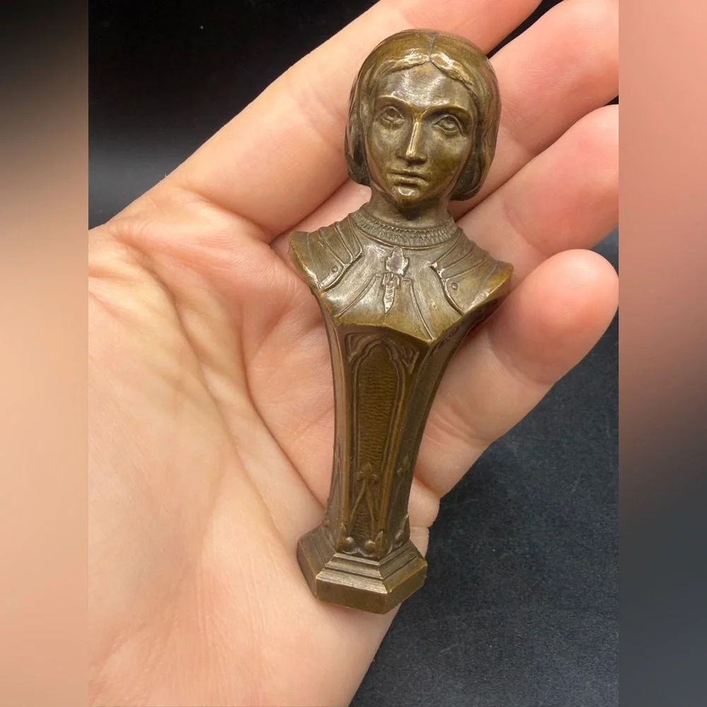 A. Dahl Signed Antique Joan of Arc Bronze Figure Wax Seal, Blank Wax Seal